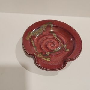 Artistic Red Glaze Pottery Large Spoon Rest Dish